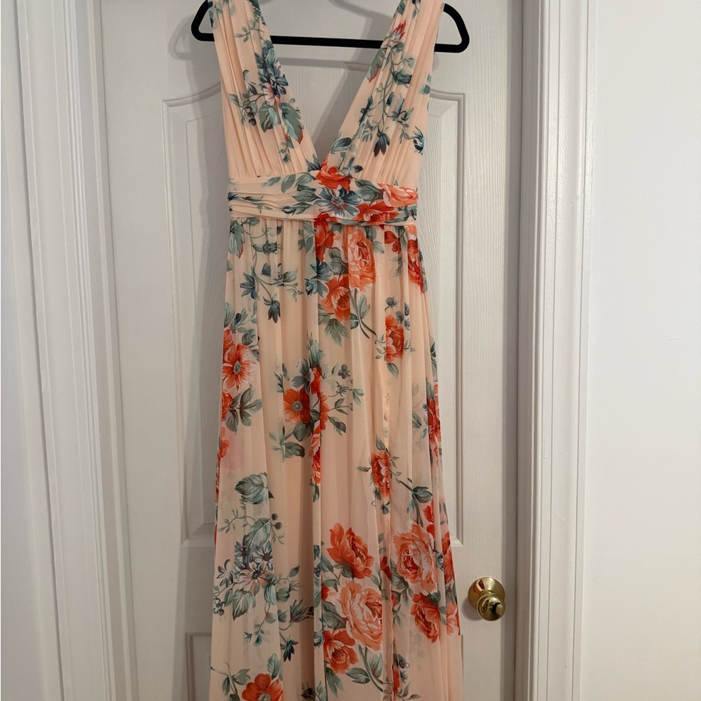 Floral Maxi Dress in Cream and Orange